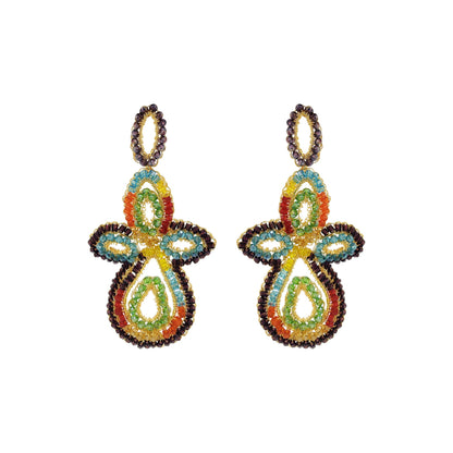 Multi & Gold Echo Handmade Crochet Earrings