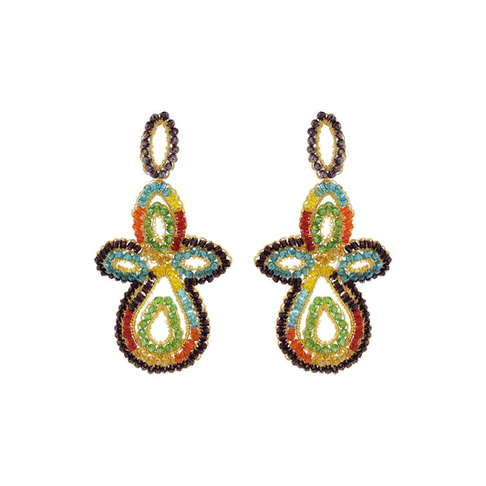 Multi & Gold Echo Handmade Crochet Earrings