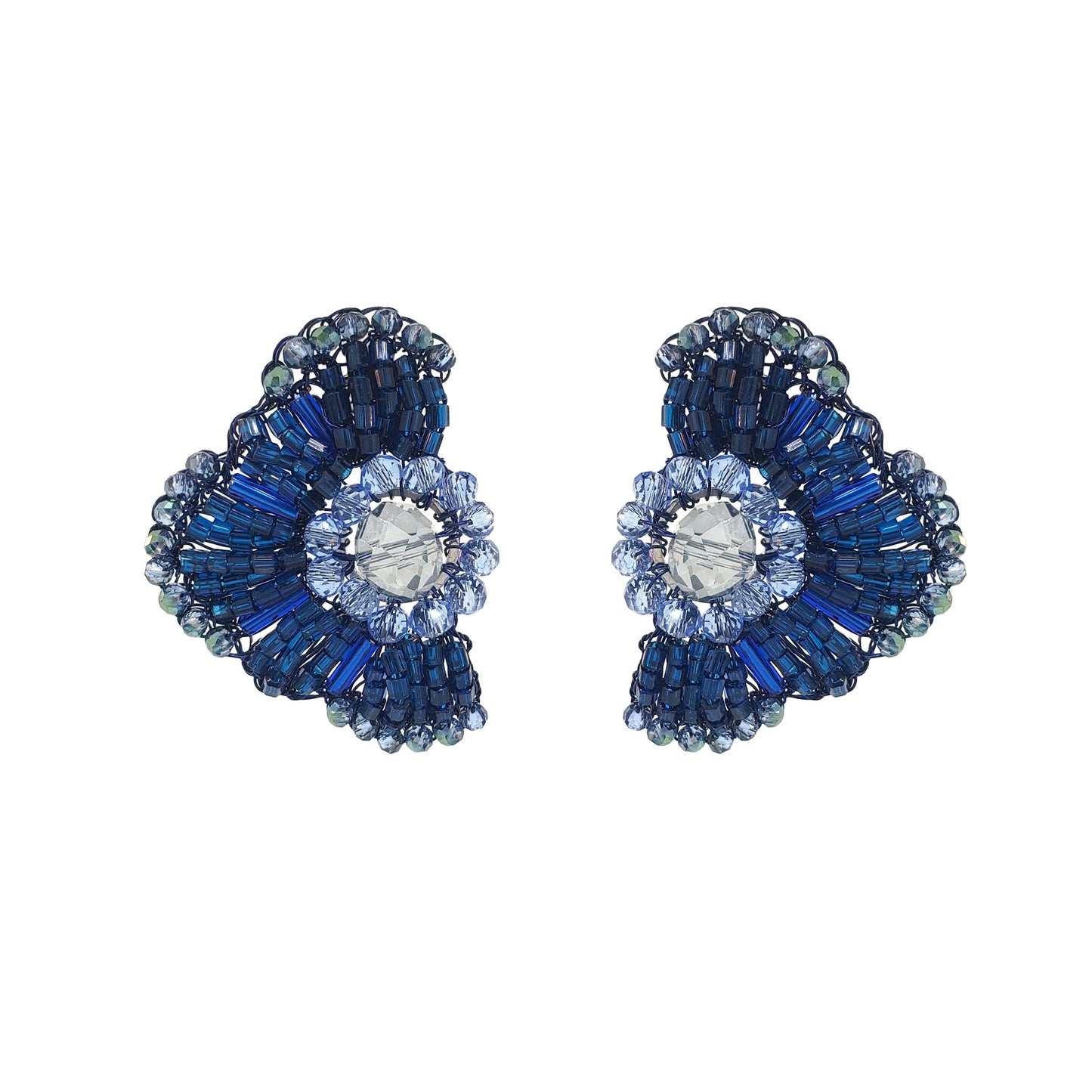 Royal Blue Mix Crown Post Handmade Crochet Earrings