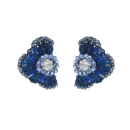 Royal Blue Mix Crown Post Handmade Crochet Earrings