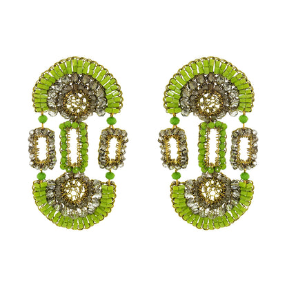 Neon Green Mix Tyche Maxi Handmade Crochet Earrings