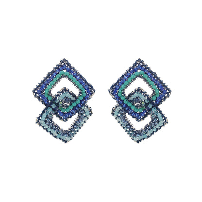 Denim Blue Mix Gambit Handmade Crochet Earrings