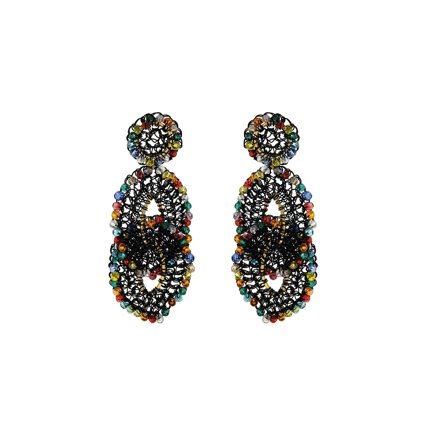 Multicolor & Black Minerva Handmade Crochet Earrings