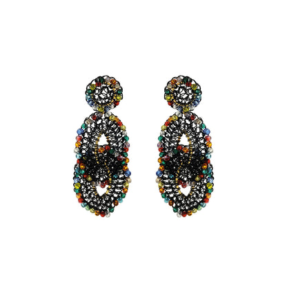 Multicolor & Black Minerva Handmade Crochet Earrings