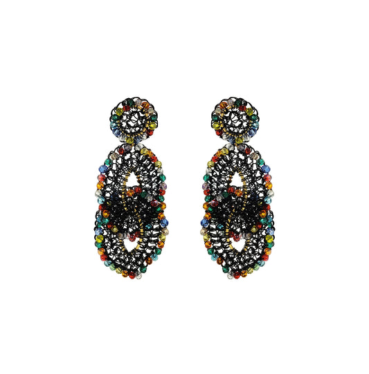 Multicolor & Black Minerva Handmade Crochet Earrings