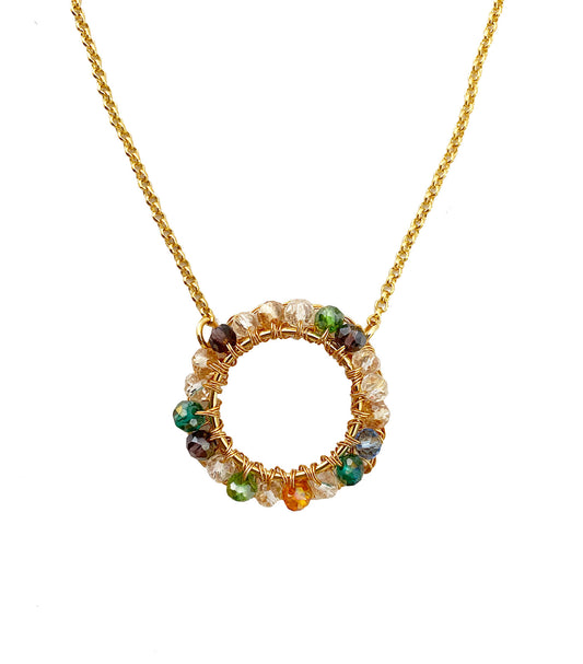 Multi & Gold Ellie Handmade Crochet Necklace