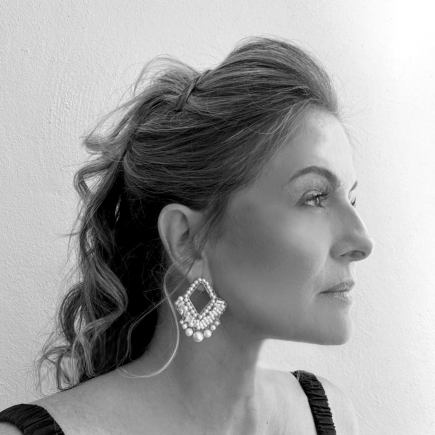 Royal Black Mix Diamond Suit Posts Handmade Crochet Earrings