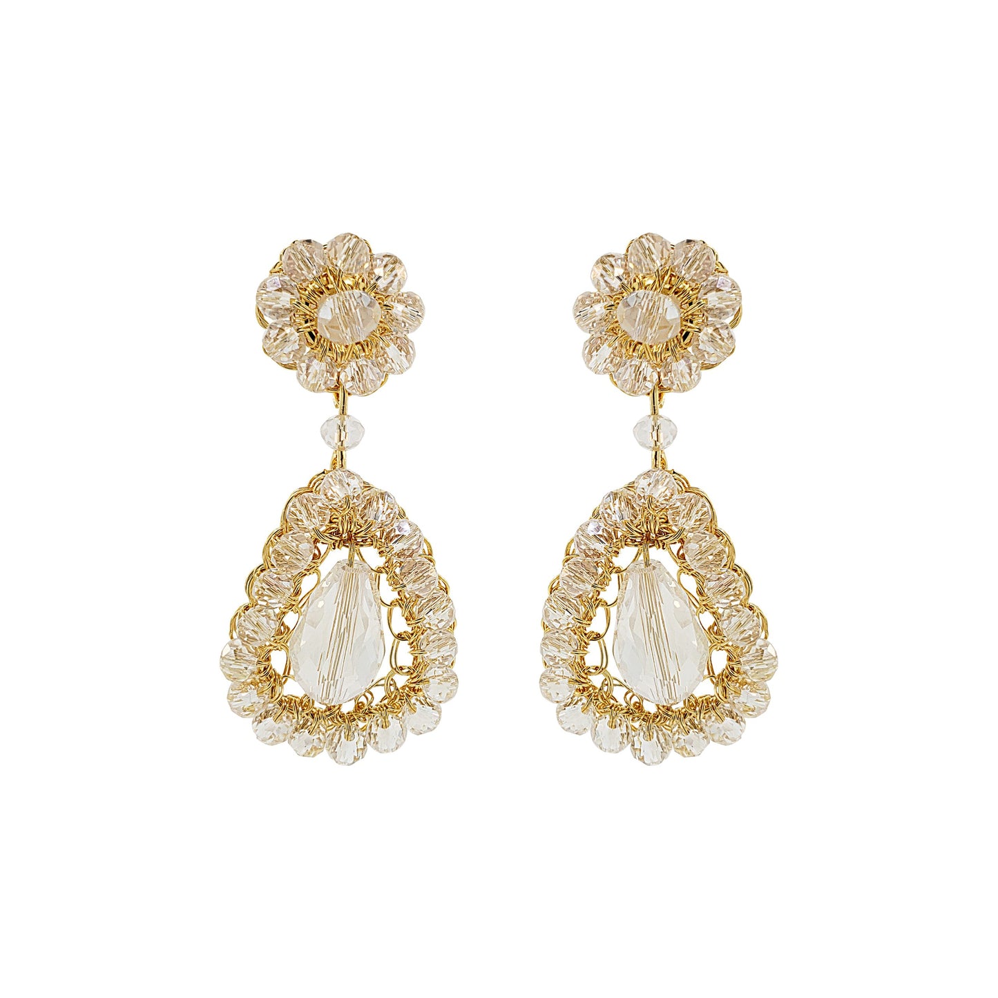 Clear & Gold Malu Handmade Earrings