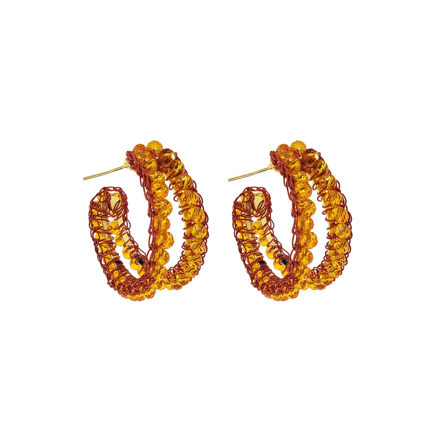 Amber Orange Nina Maxi Handmade Crochet Double Hoops