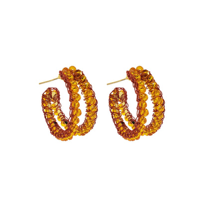 Amber Orange Nina Maxi Handmade Crochet Double Hoops