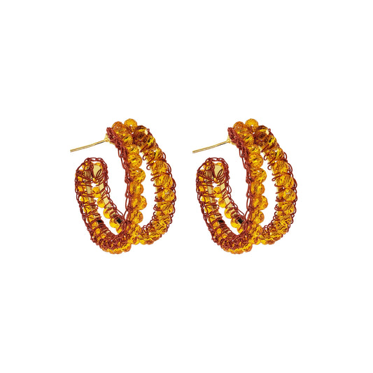 Amber Orange Nina Maxi Handmade Crochet Double Hoops