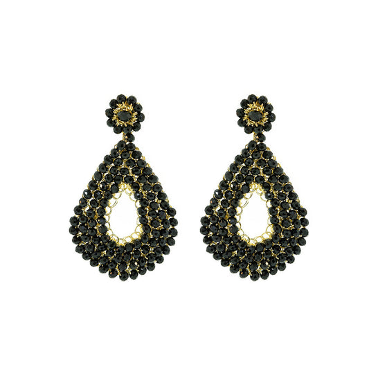 Black & Gold Diana Maxi Handmade Crochet Earrings