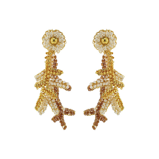 Golden Mix Coral Handmade Crochet Earrings