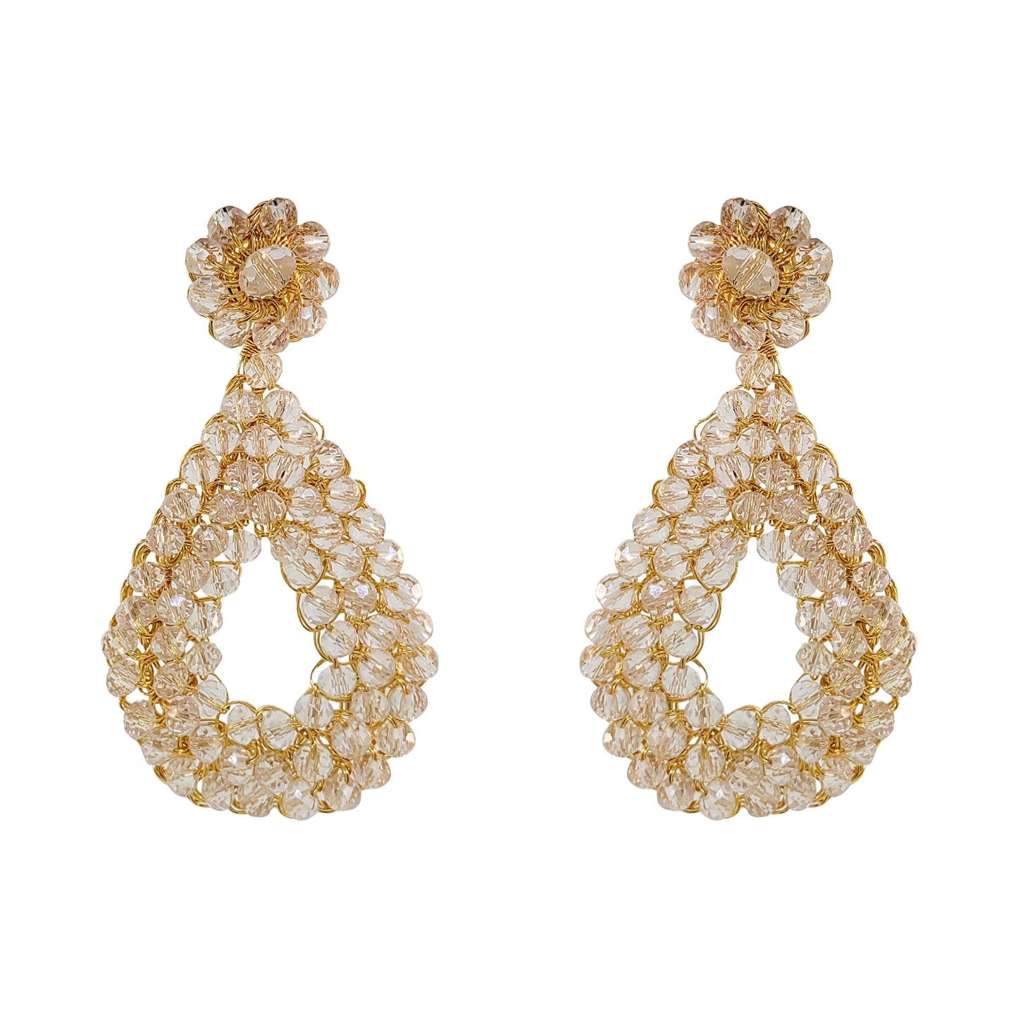 Clear & Gold Diana Handmade Crochet Earrings