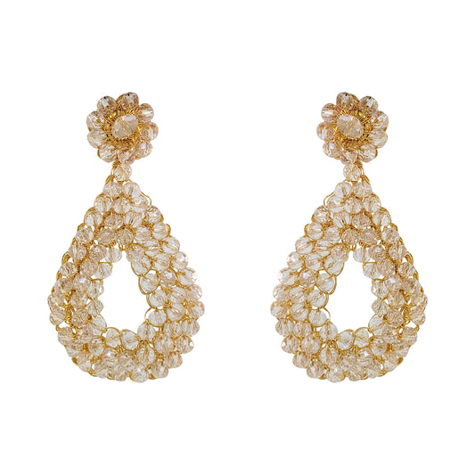 Clear & Gold Diana Handmade Crochet Earrings