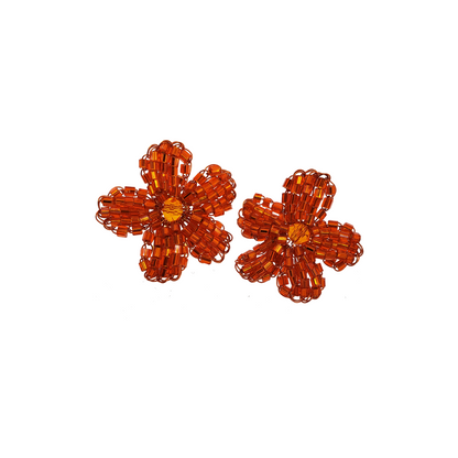 Orange Daisy Handmade Post Earrings