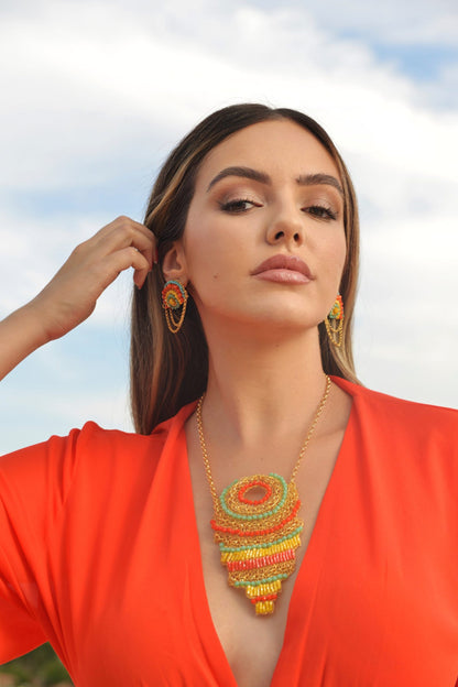 Summer Vibe Mix Freya Round Posts Handmade Crochet Earrings