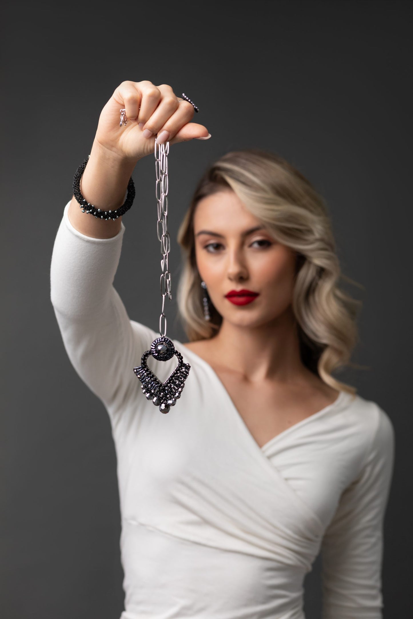 Royal Black Mix Wild Card Handmade Crochet Bracelet