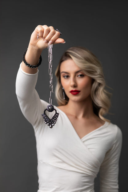 Royal Black Mix Wild Card Handmade Crochet Bracelet