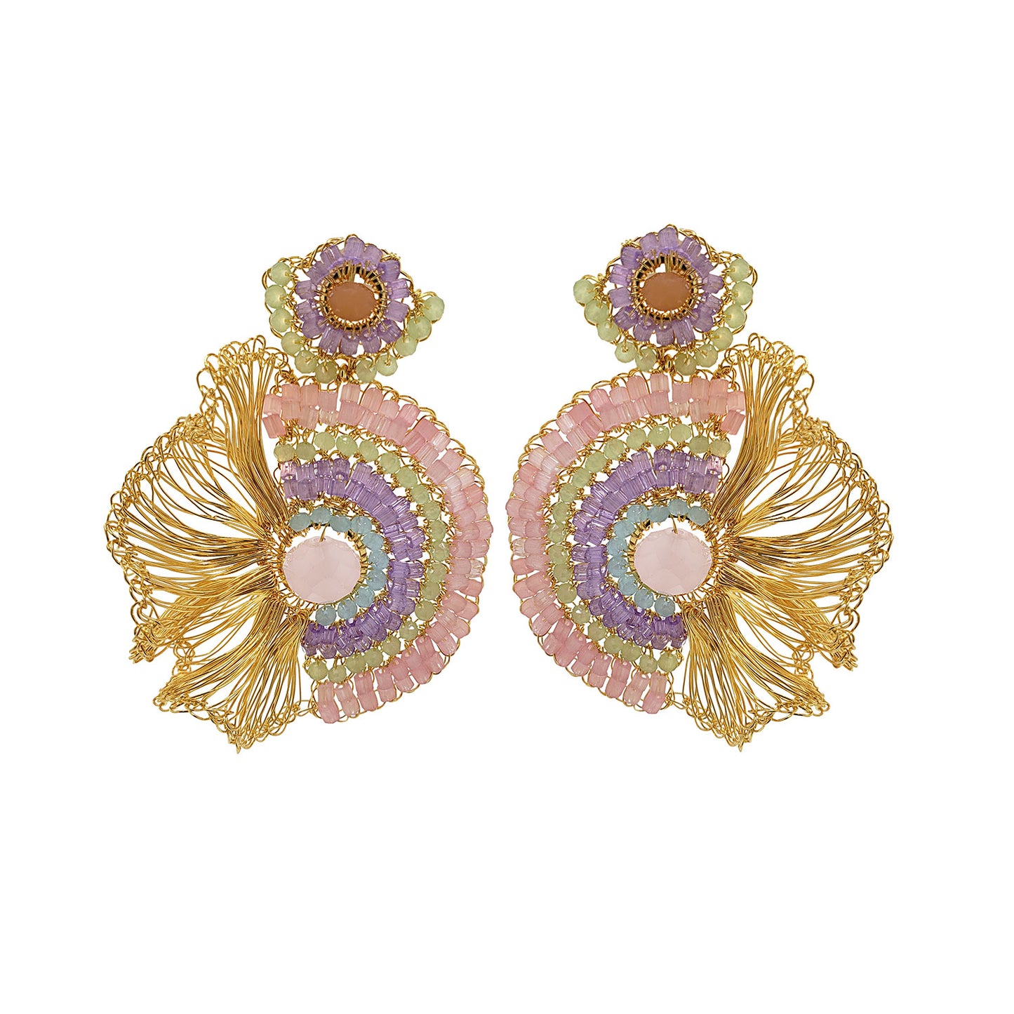 Pastel Mix & Gold Lia Handmade Crochet Earrings