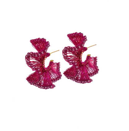 Neon Pink Rio Hoops Handmade Crochet Earrings