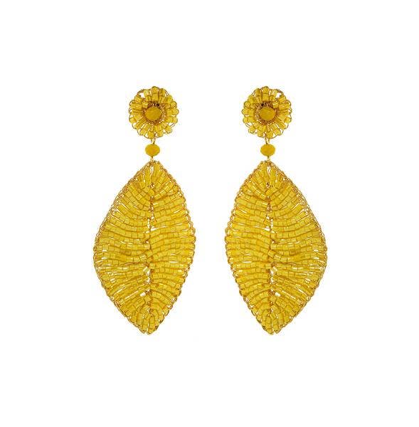 Summer Yellow & Gold Leaf Handmade Crochet Earrings