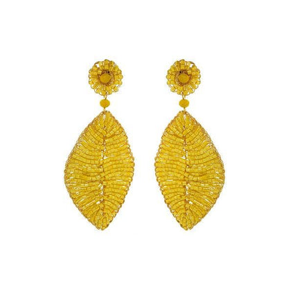 Summer Yellow & Gold Leaf Handmade Crochet Earrings