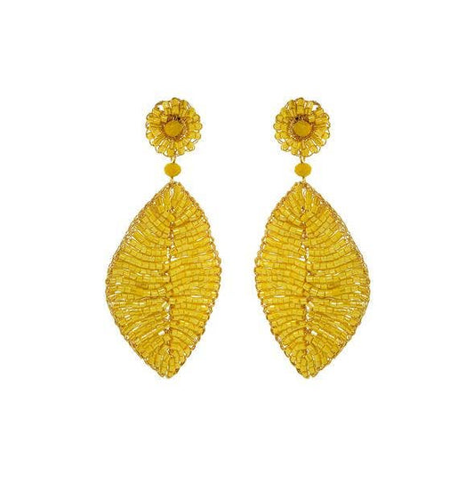 Summer Yellow & Gold Leaf Handmade Crochet Earrings