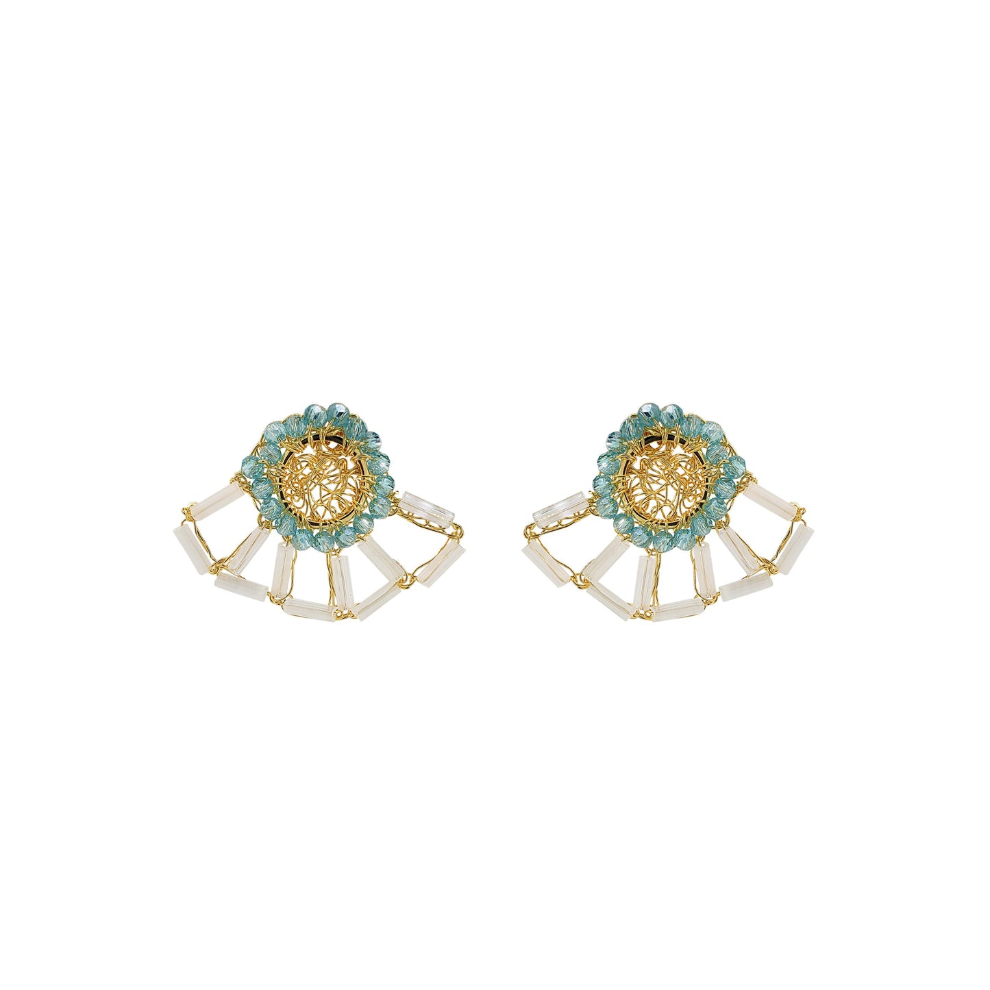 Seafoam Blue Mix Themis Post Handmade Crochet Earrings