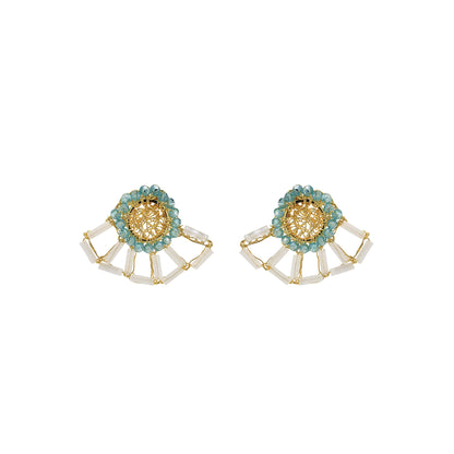 Seafoam Blue Mix Themis Post Handmade Crochet Earrings