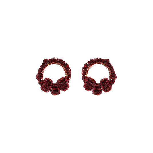 Cherry Red High Roller Trio Posts Handmade Crochet Earrings