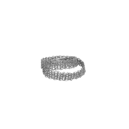 All Silver Maddie Crochet Handmade Double Bracelet & Chocker