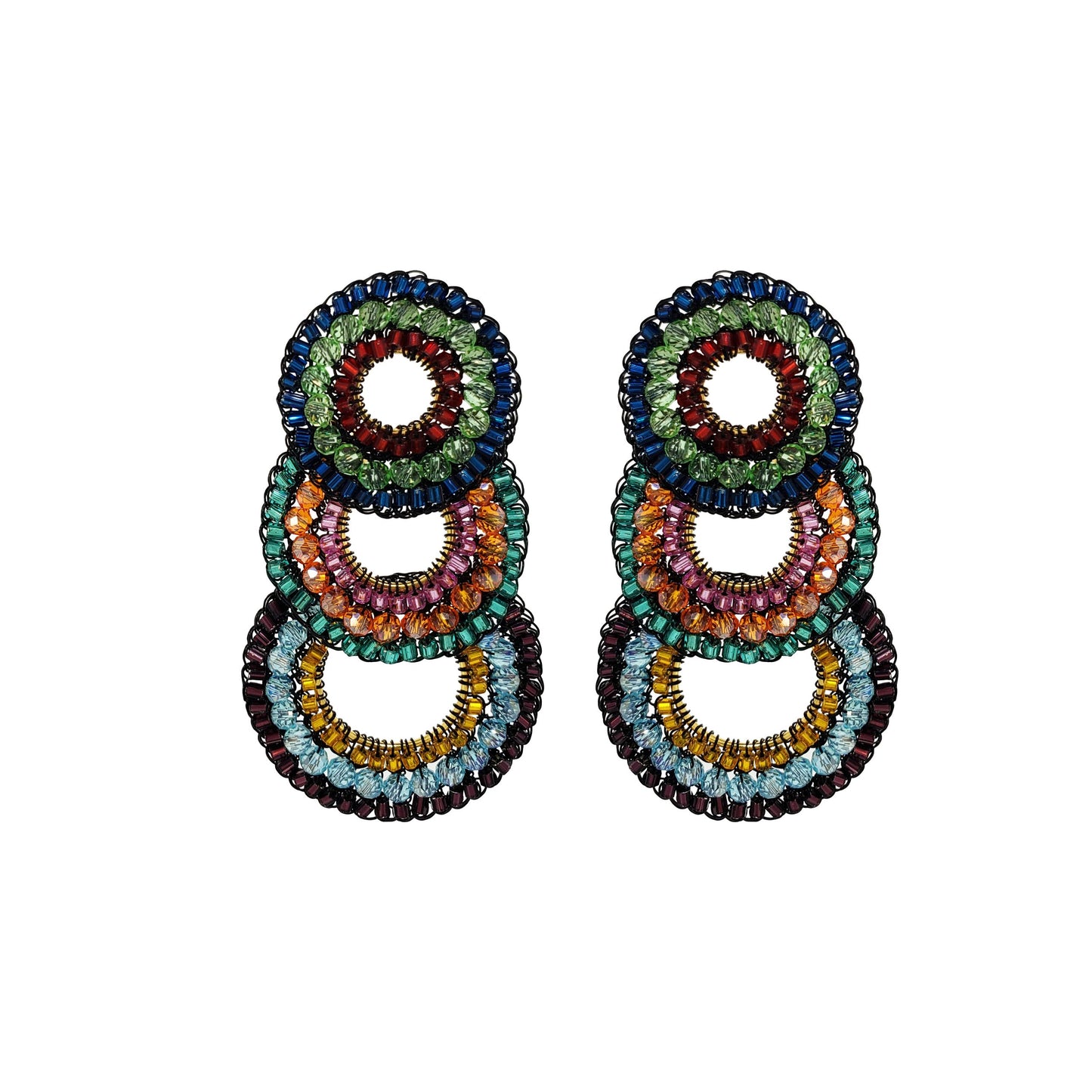 Multicolor & Black Gush Handmade Crochet Earrings