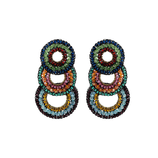 Multicolor & Black Gush Handmade Crochet Earrings