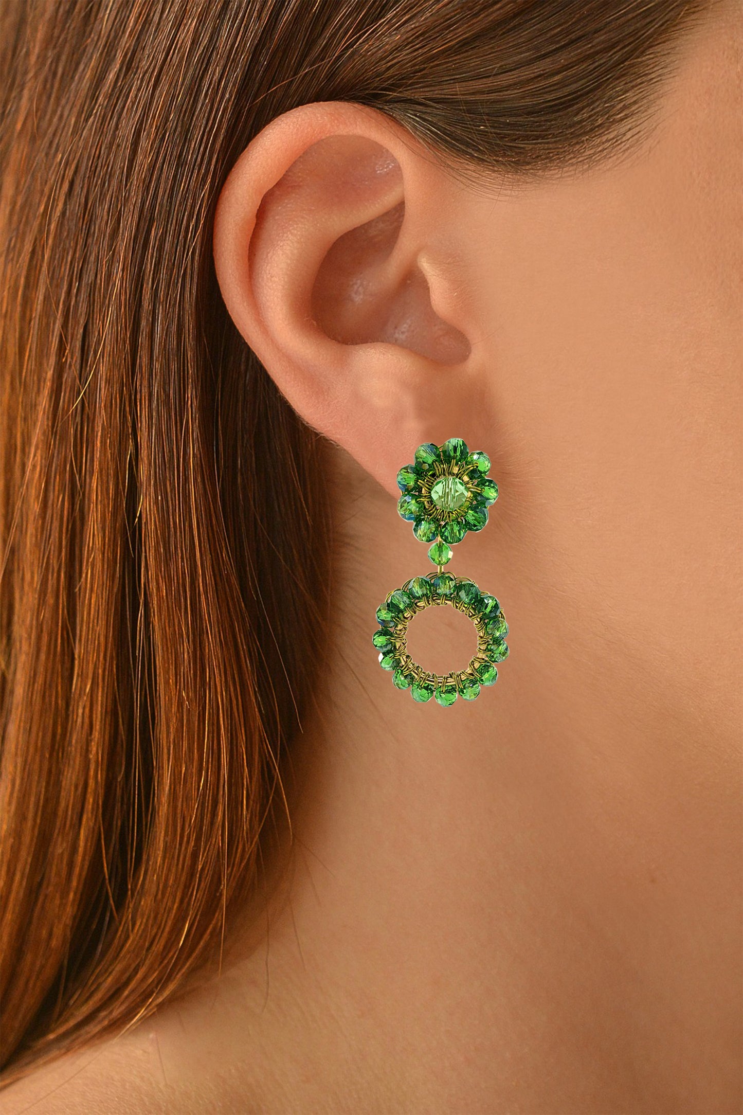 Leaf Green Leah Mini Handmade Crochet Earrings
