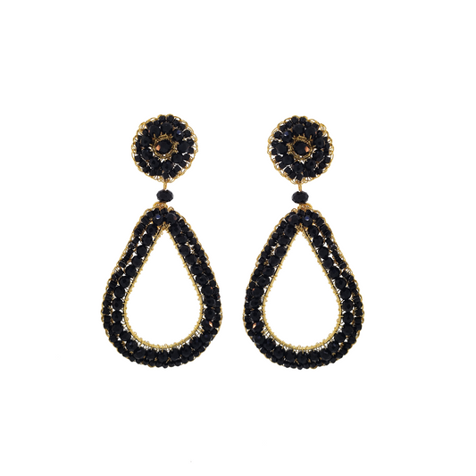 Black & Gold Avery Handmade Crochet Earrings