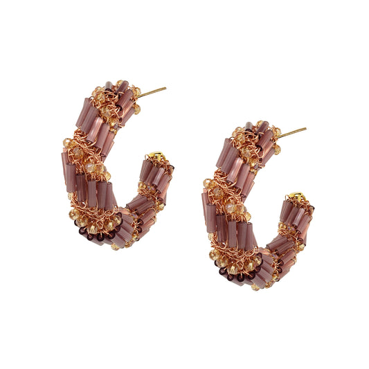 Breeze Lavender Mix Helix Hoop Handmade Crochet Earrings