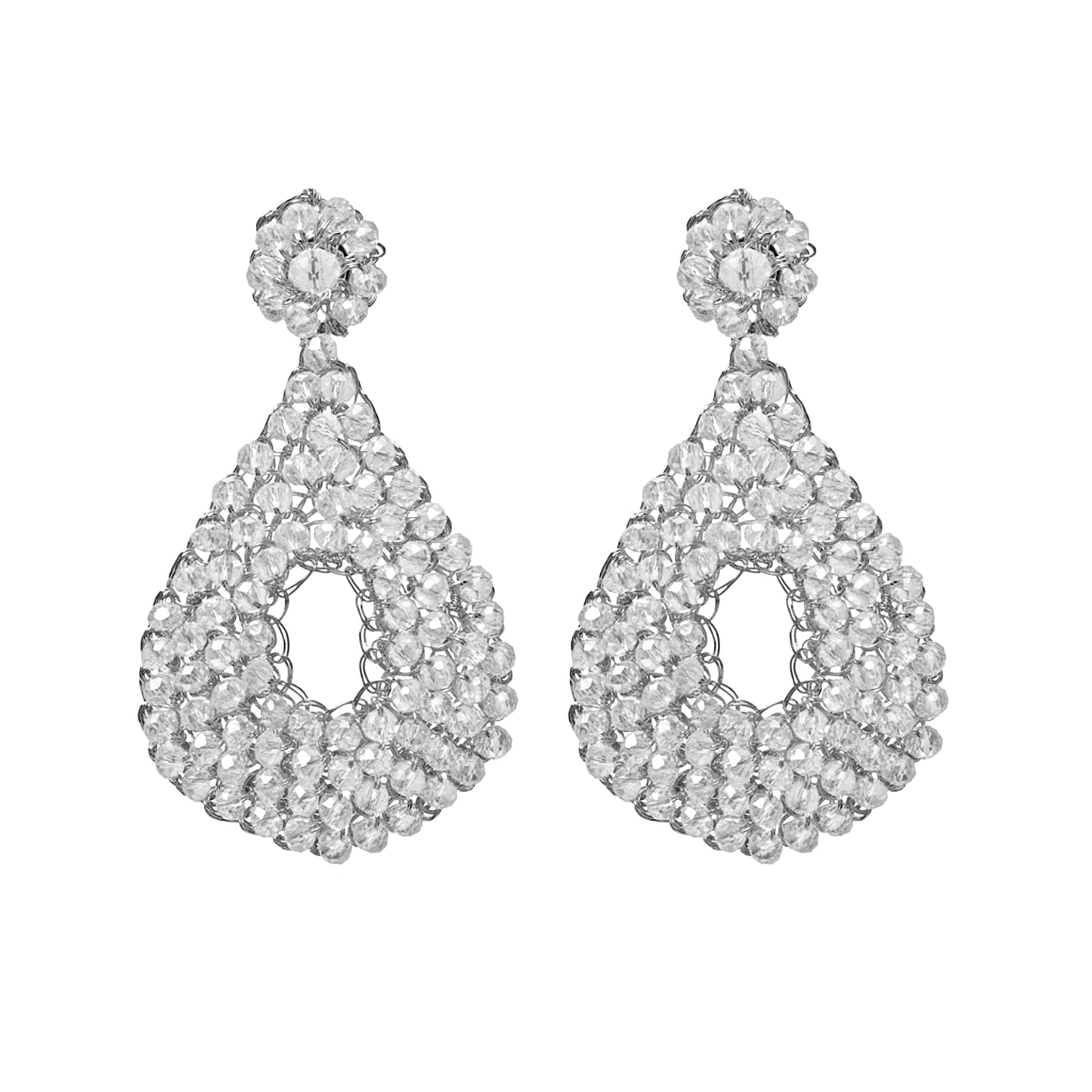 Clear & Silver Diana Maxi Handmade Earrings
