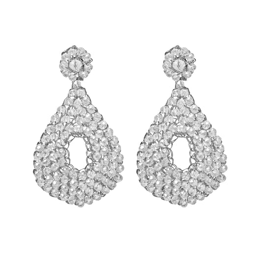 Clear & Silver Diana Maxi Handmade Earrings