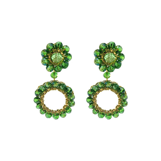Leaf Green Leah Mini Handmade Crochet Earrings