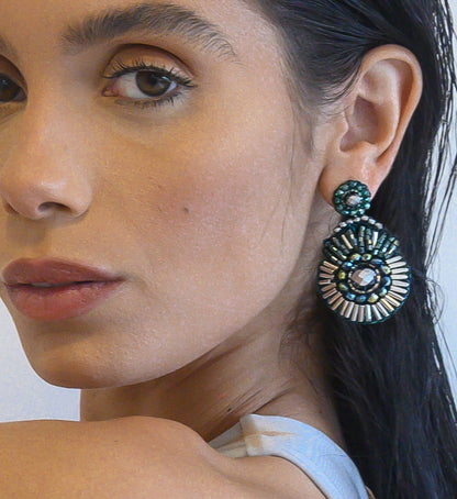 Moss Green Mix Bishop Handmade Crochet Earrings