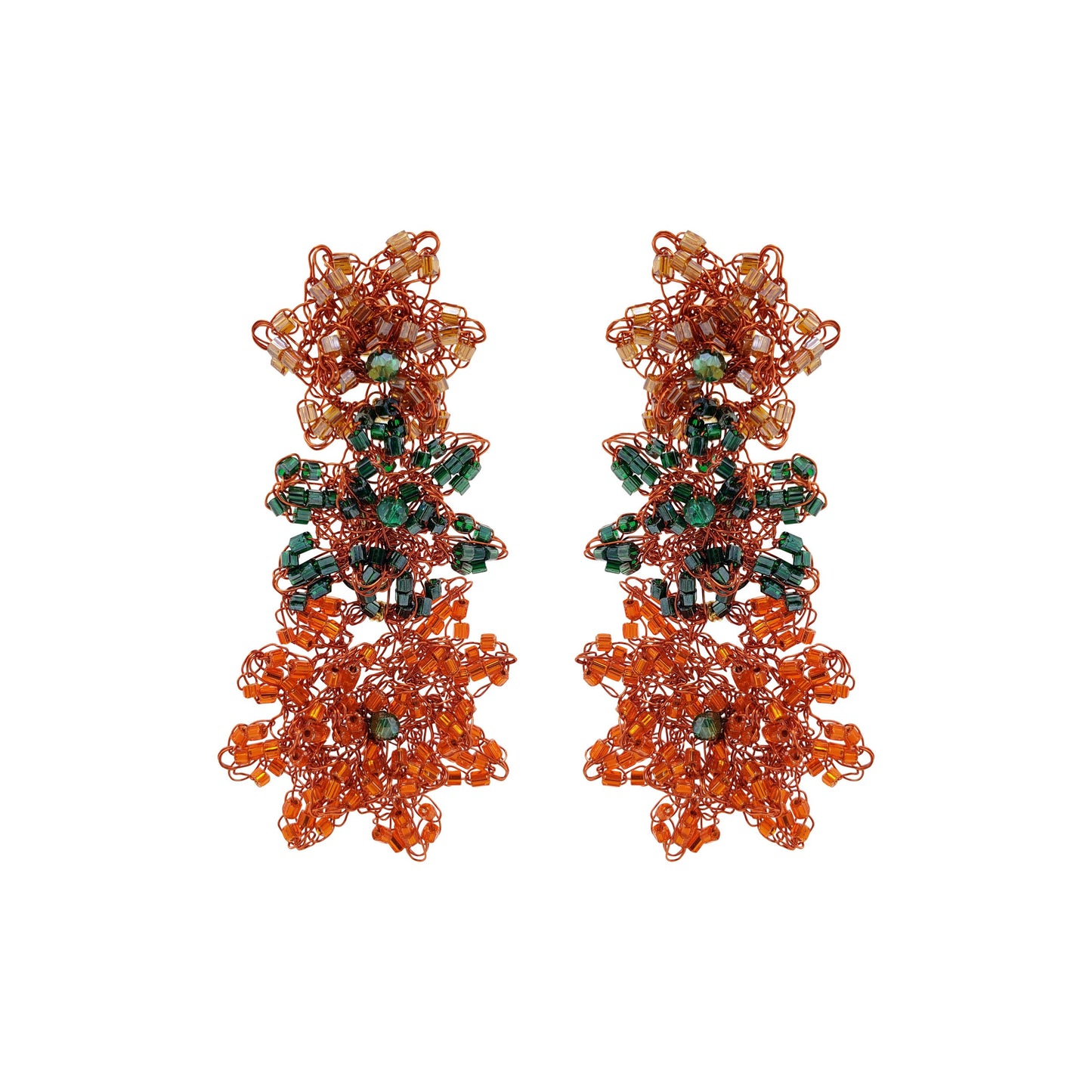 Mystic Amber Mix Lily Handmade Crochet Earrings