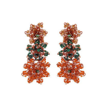 Mystic Amber Mix Lily Handmade Crochet Earrings