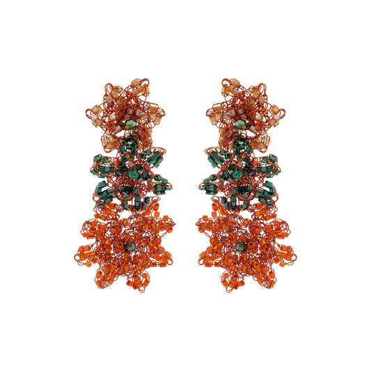 Mystic Amber Mix Lily Handmade Crochet Earrings
