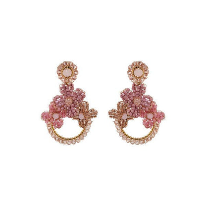 Rose Quartz Mix Garden Mini Handmade Crochet Earrings