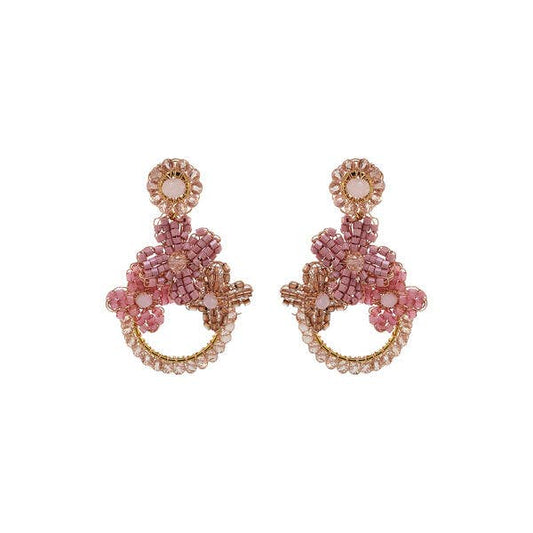 Rose Quartz Mix Garden Mini Handmade Crochet Earrings