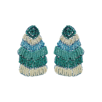 Ocean Blue Mix Chevron Handmade Crochet Earrings