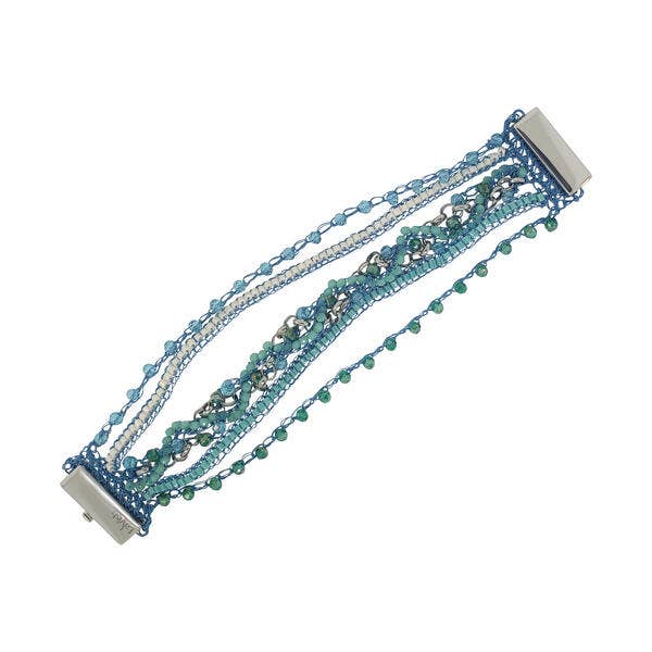 Ocean Blue Mix Waves Handmade Crochet Bracelet