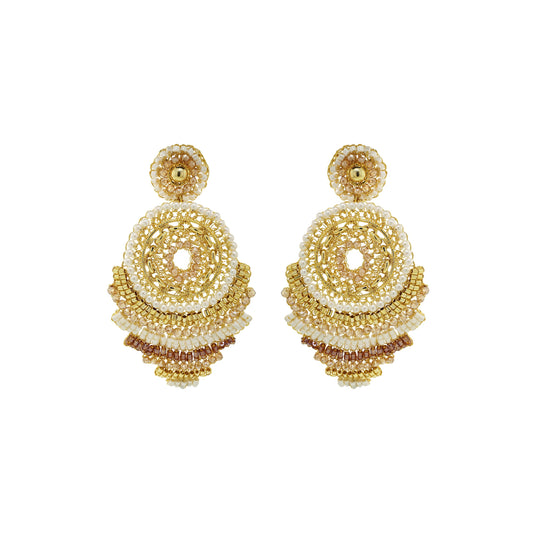 Golden Mix Ripples Maxi Handmade Crochet Earrings