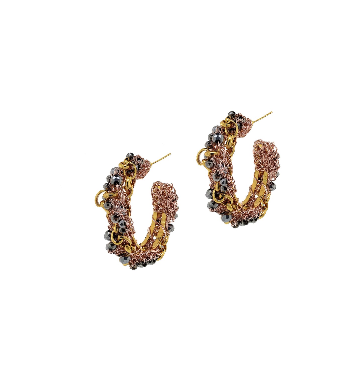 Trio Gold Mix Hera Hoops Handmade Crochet Earrings